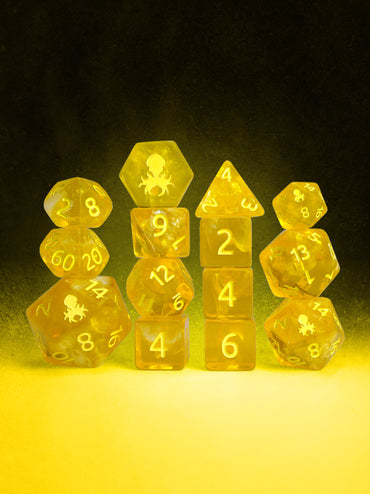 Butter 14pc Dice Set Inked in Yellow