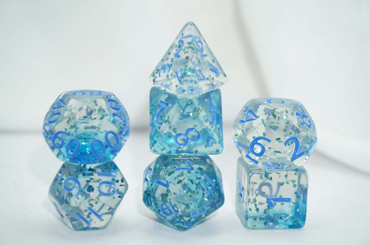 Poseidon's Confetti with Blue Ink 7pc Polyhedral Dice Set