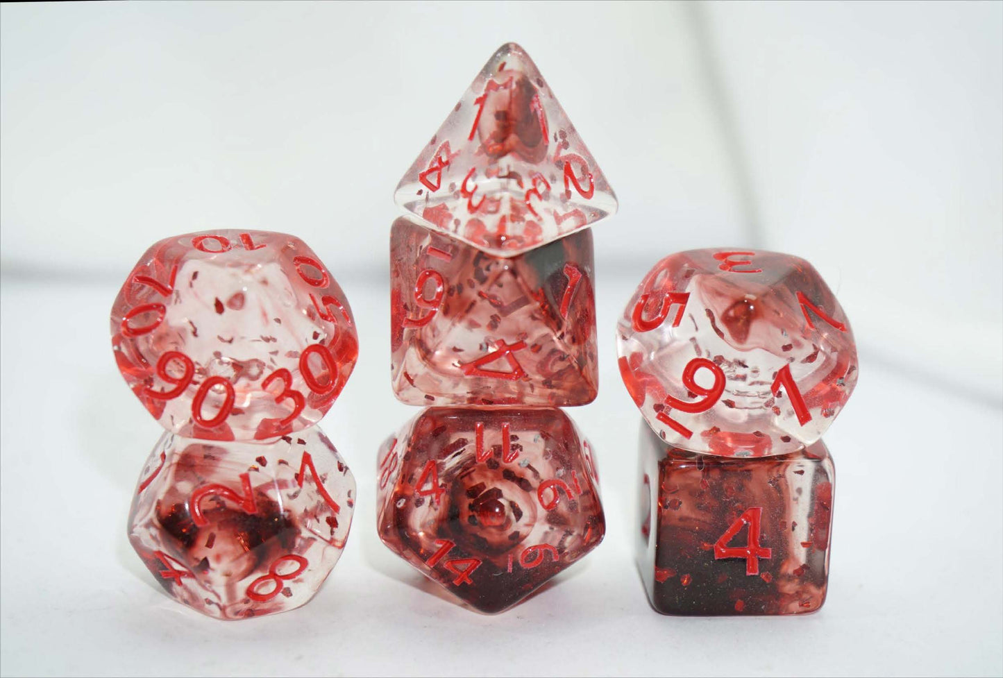 Crazed Confetti with Red Ink 7pc Polyhedral Dice Set