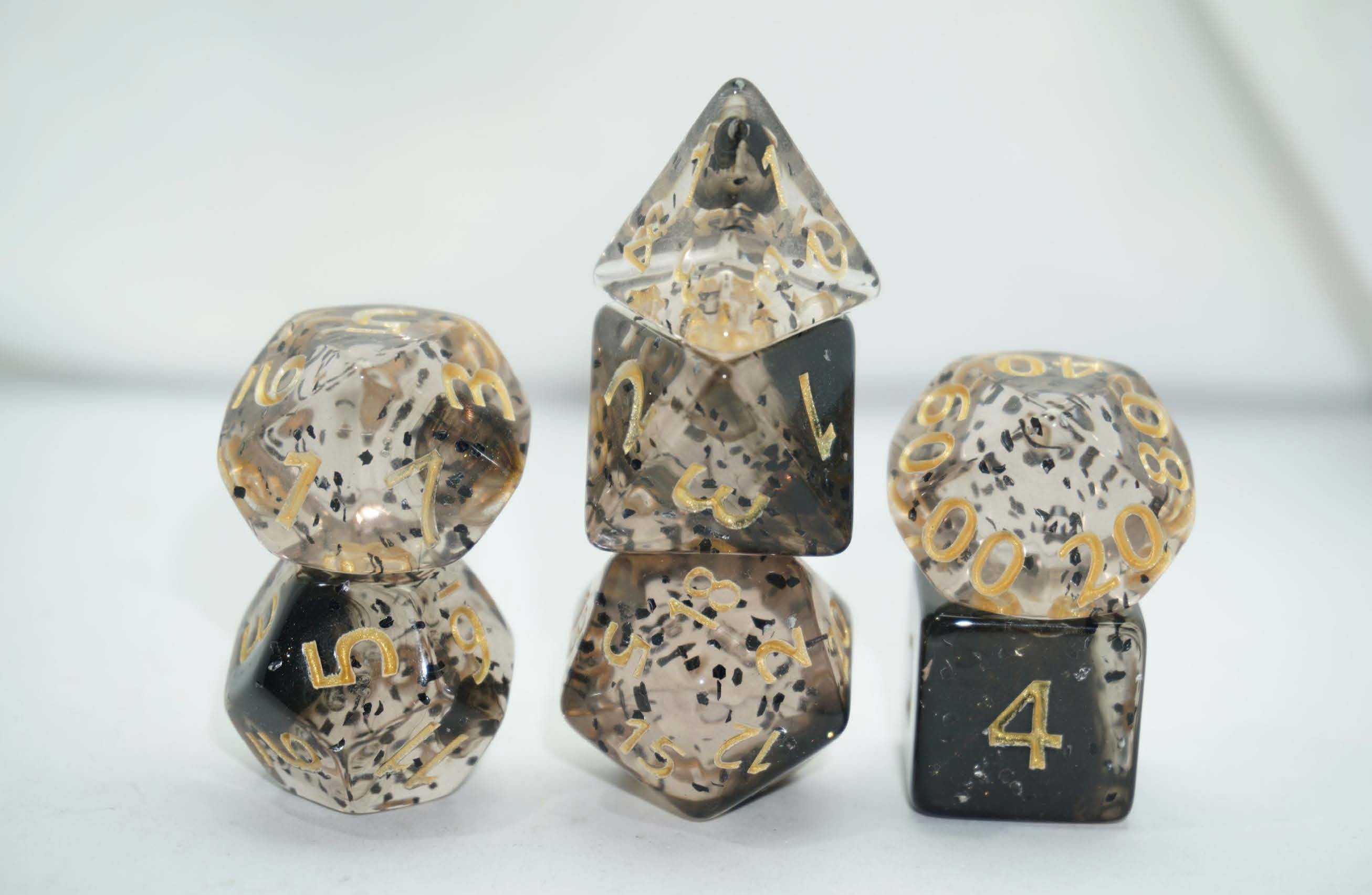 Shadow Confetti with Gold Ink 7pc Polyhedral Dice Set