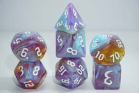 Rusted Waters 7pc Dice Set for TTRPG inked in Silver