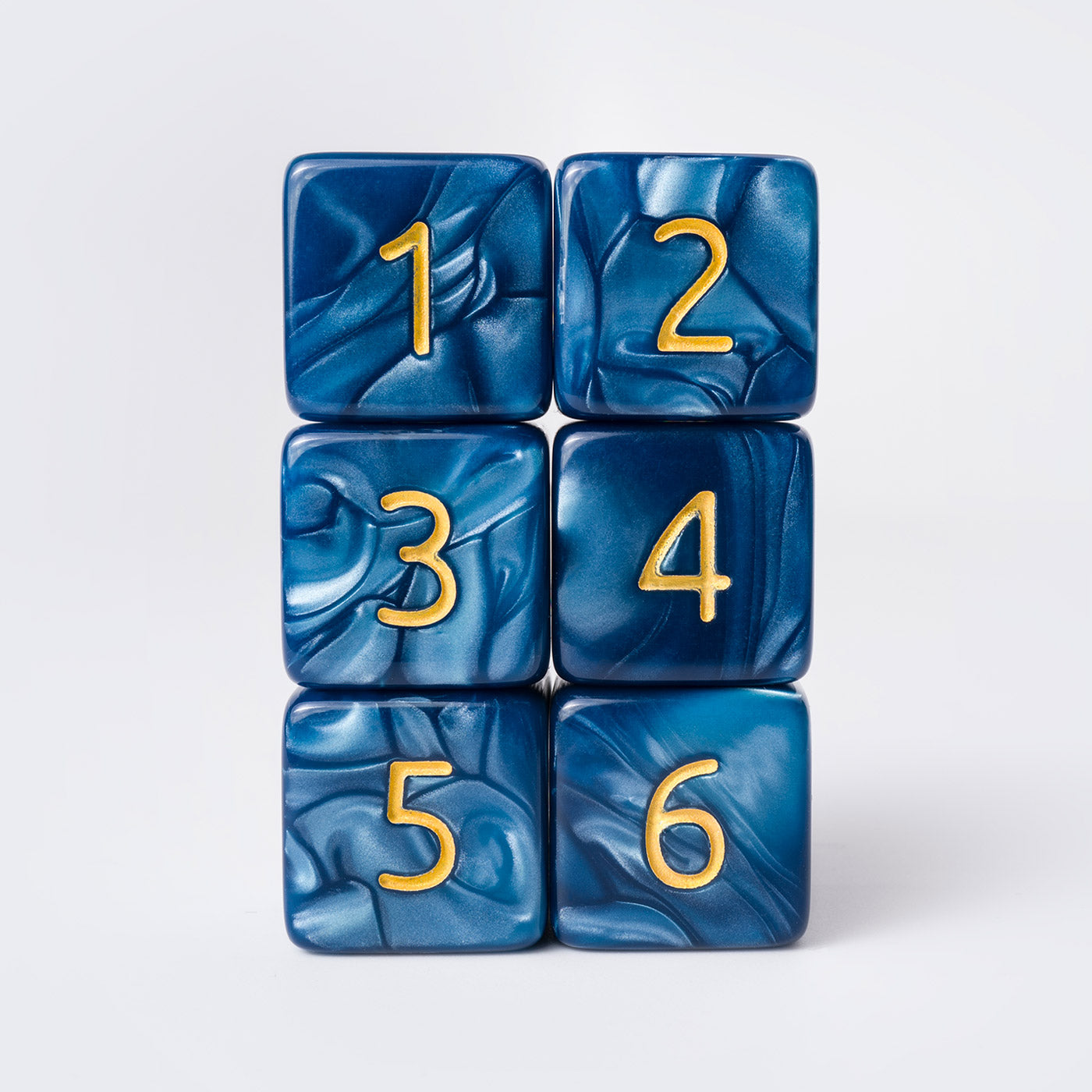 Kraken Signature's Cadet Blue with Gold Ink Polyhedral RPG D6 Dice Set