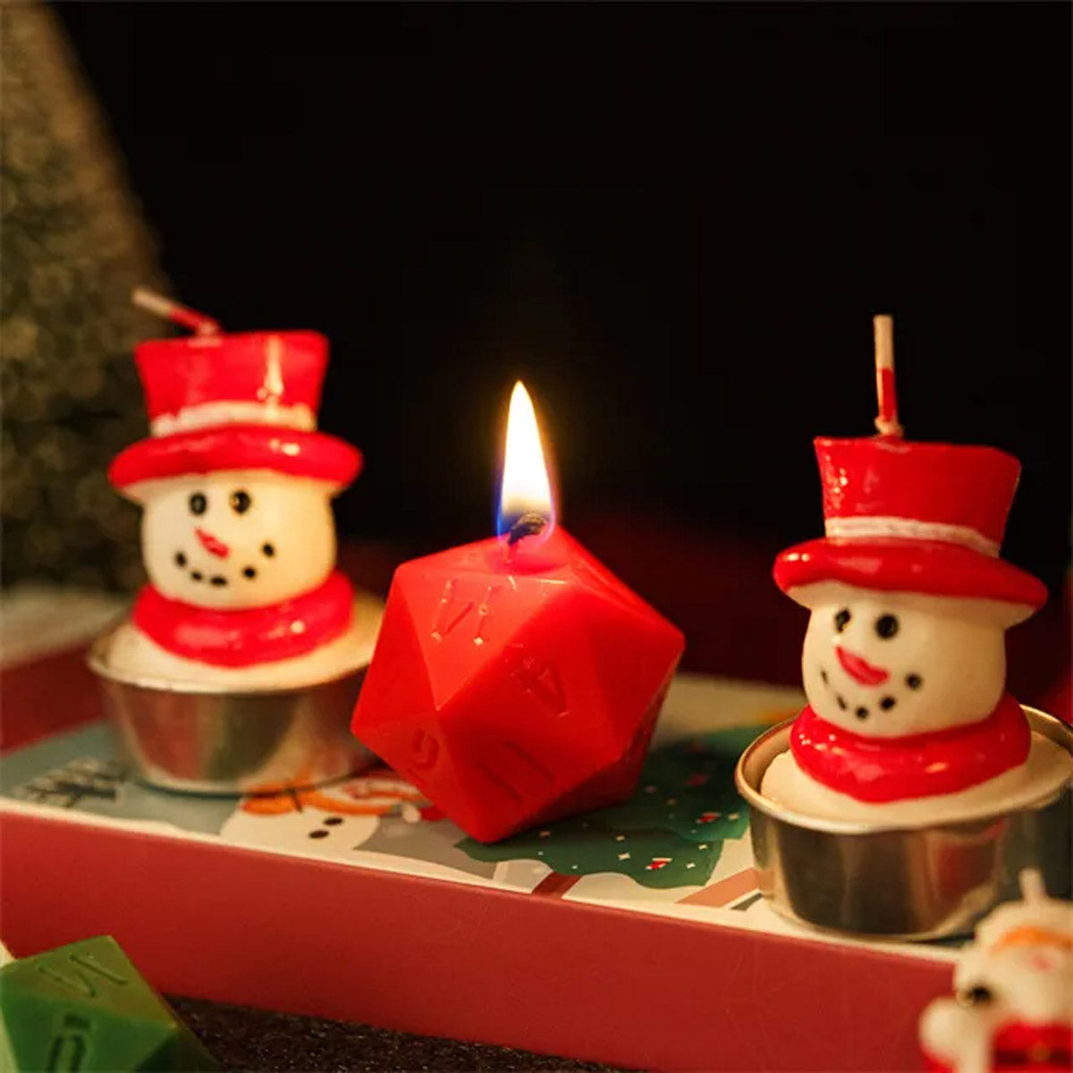 Christmas D20 Dice Candle Set | 33mm Candle Dice