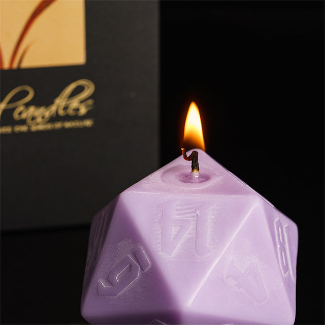 D20 Dice Candle Set | 55mm Candle Dice (Purple D20  & Green D20 Candle)