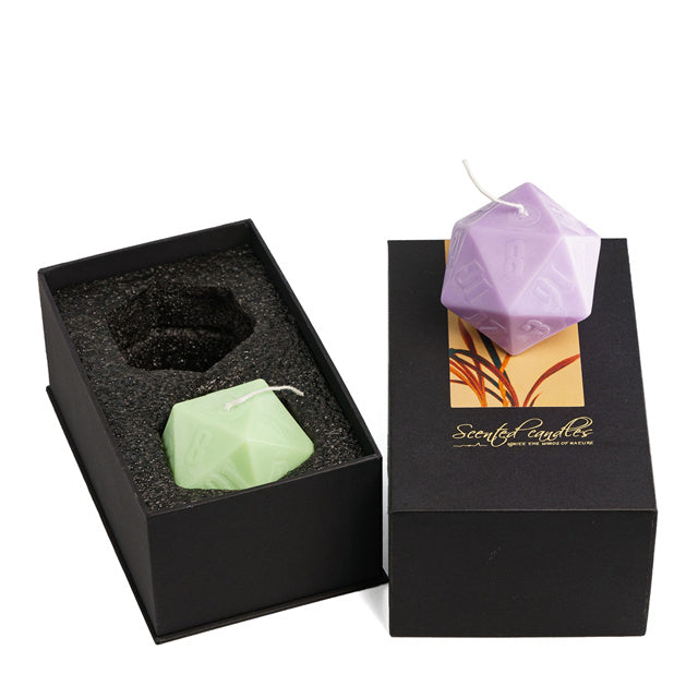 D20 Dice Candle Set | 55mm Candle Dice (Purple D20  & Green D20 Candle)