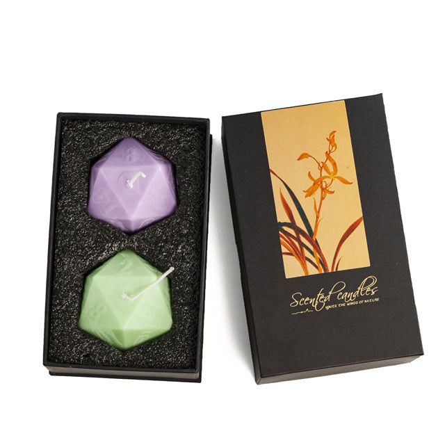 D20 Dice Candle Set | 55mm Candle Dice (Purple D20  & Green D20 Candles)