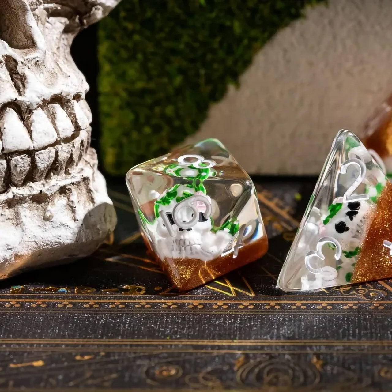 Day Of The Dead Sugar Skull Dice Set - 7pc Inked In White