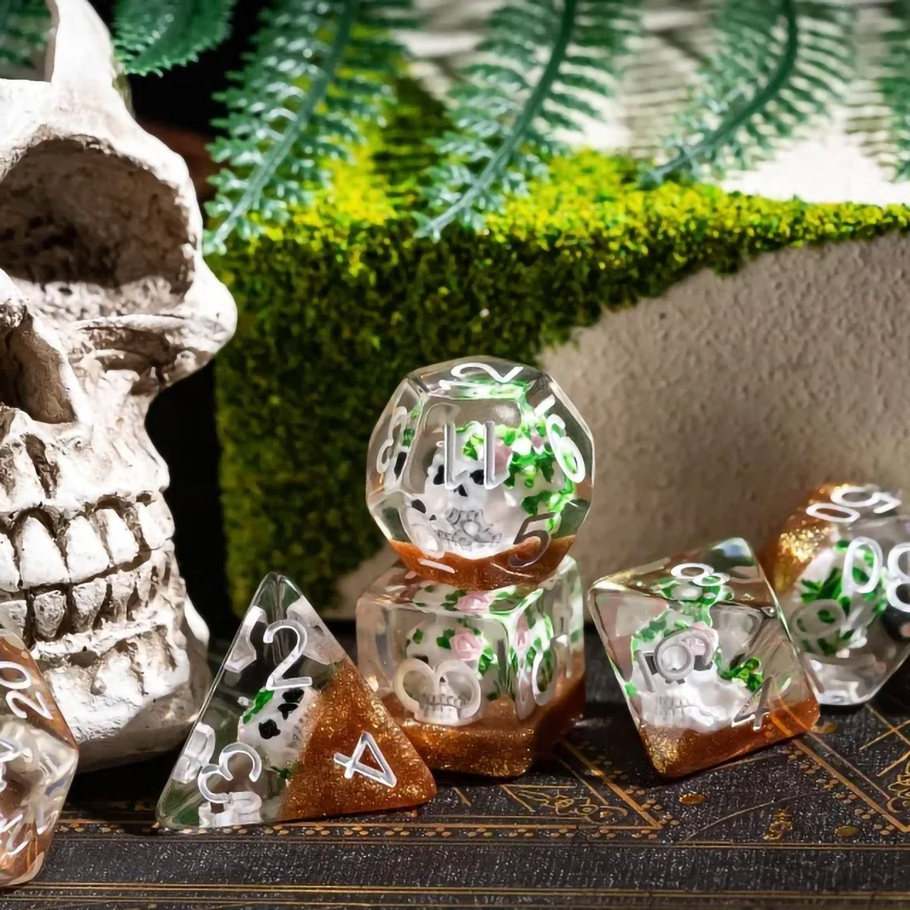 Day Of The Dead Sugar Skull Dice Set - 7pc Inked In White – Kraken