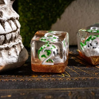 Day Of The Dead Sugar Skull Dice Set - 7pc Inked In White