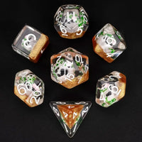 Day Of The Dead Sugar Skull Dice Set - 7pc Inked In White