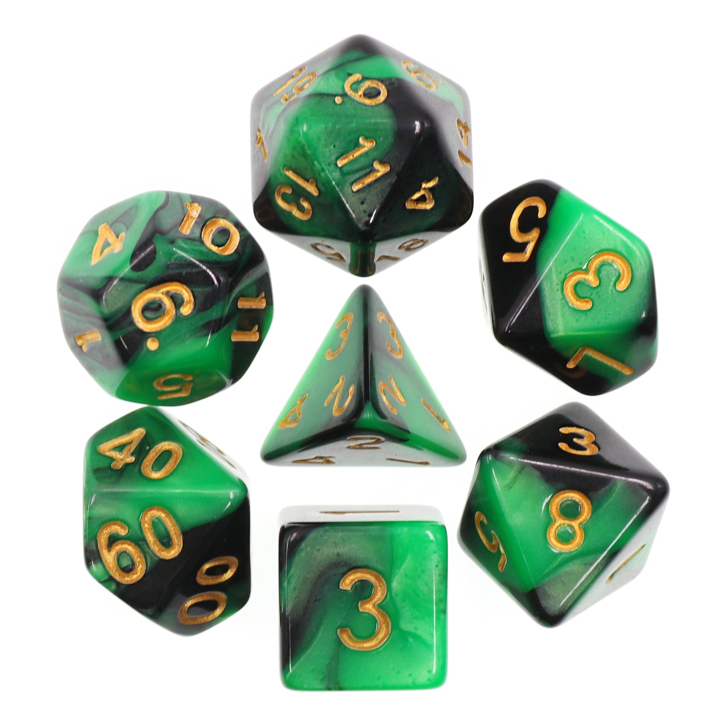 Emerald Midnight Polyhedral 7pc Dice Set