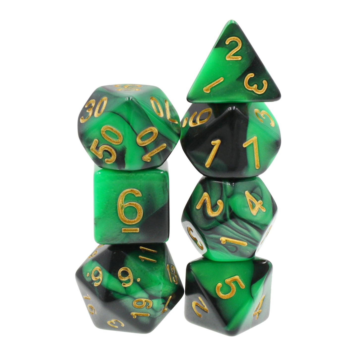 Emerald Midnight Polyhedral 7pc Dice Set