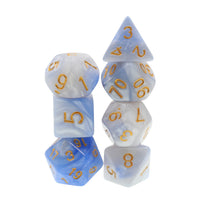 Light Blue White Blend Polyhedral RPG Dice Set