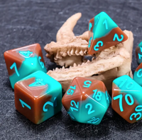 Dripping Sky 7pc Dice Set inked in Teal