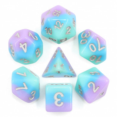 Fairy Tale 7pc Silver Ink Polyhedral Dice Set For RPGs