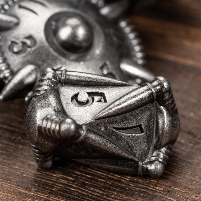 Fangs of the Iron Wyrm Metal Dice Set - Silver