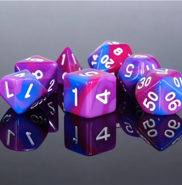 Fantasy Imagination 7pc Dice Set inked in White