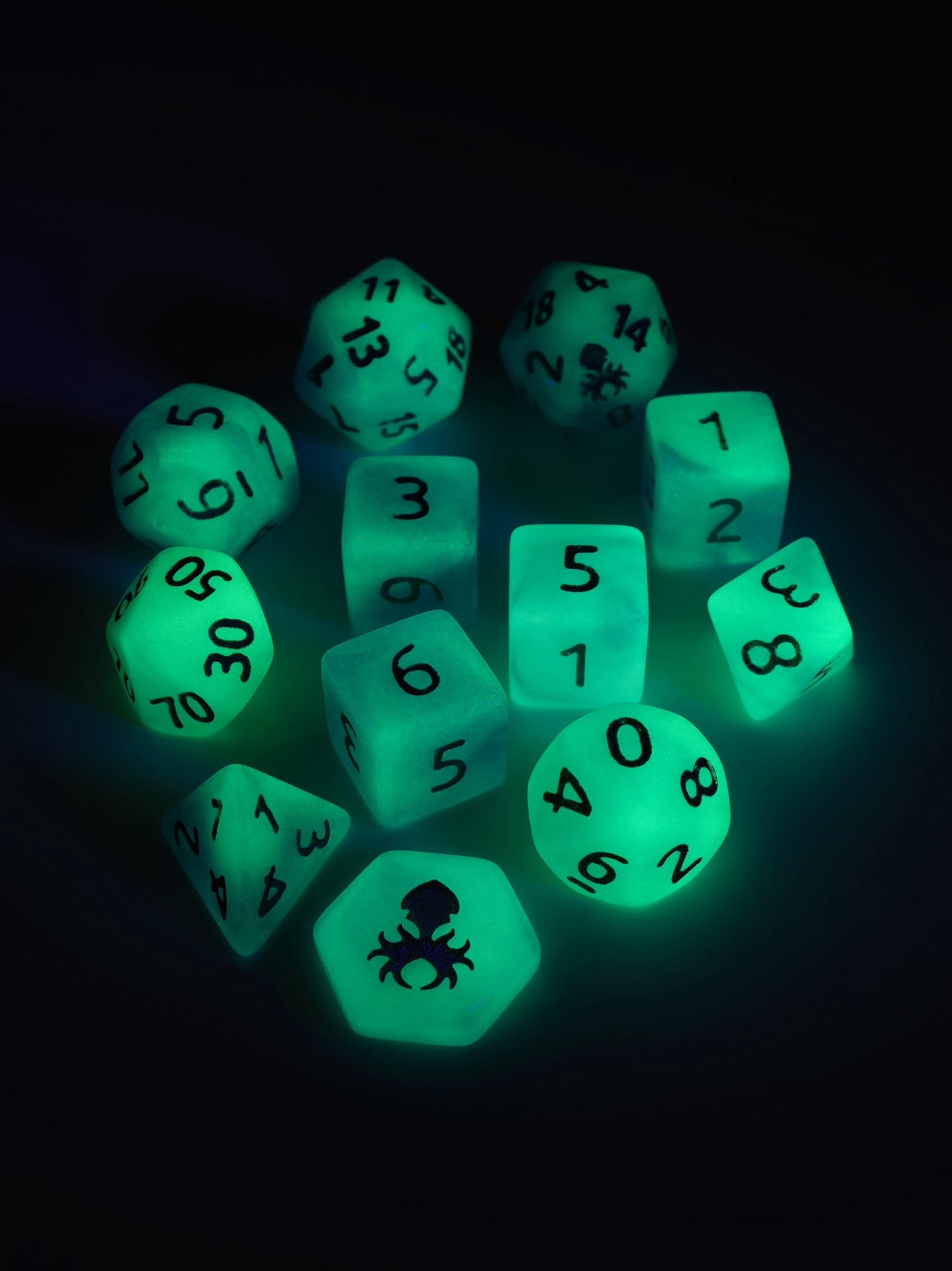 Feytfull Blue Glow in the Dark Mini 12pc Dice Set