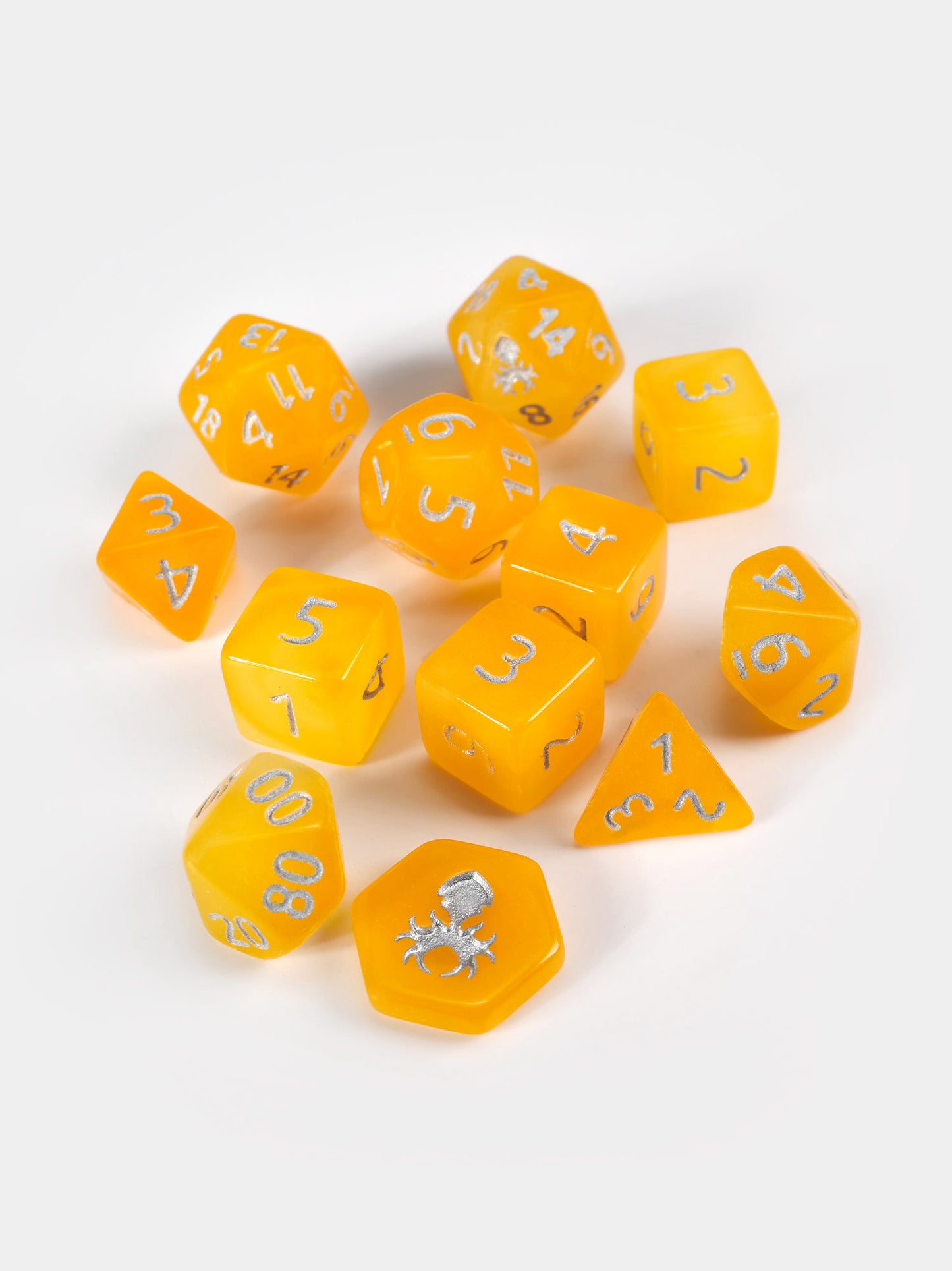 Feytfull Glow in the Dark Dice Set Bundle w/ D20 Display Case