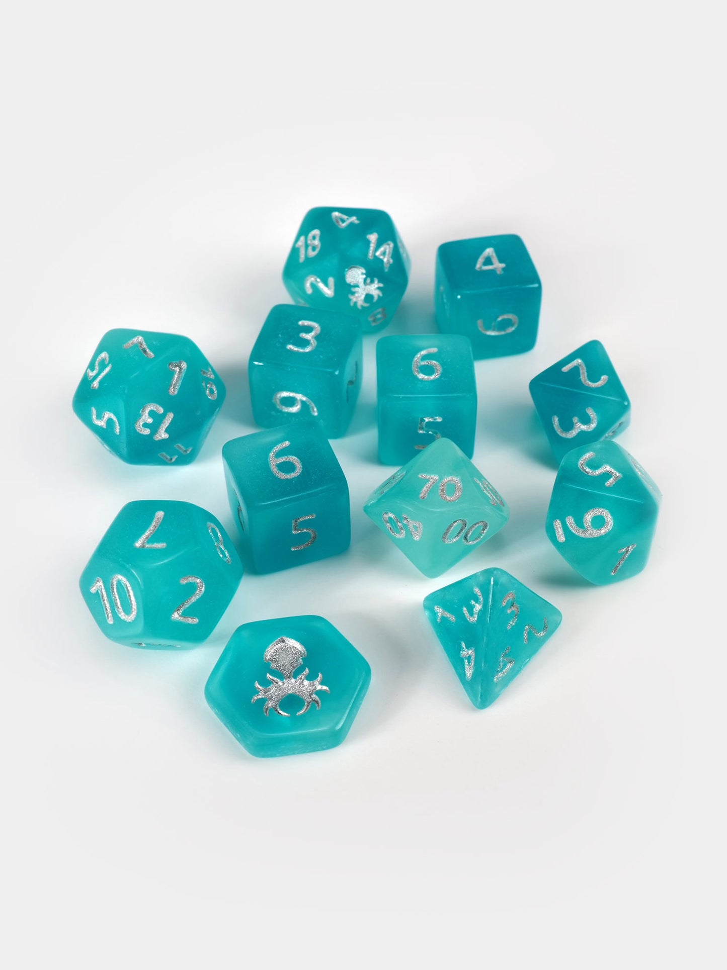 Feytfull Glow in the Dark Dice Set Bundle w/ D20 Display Case