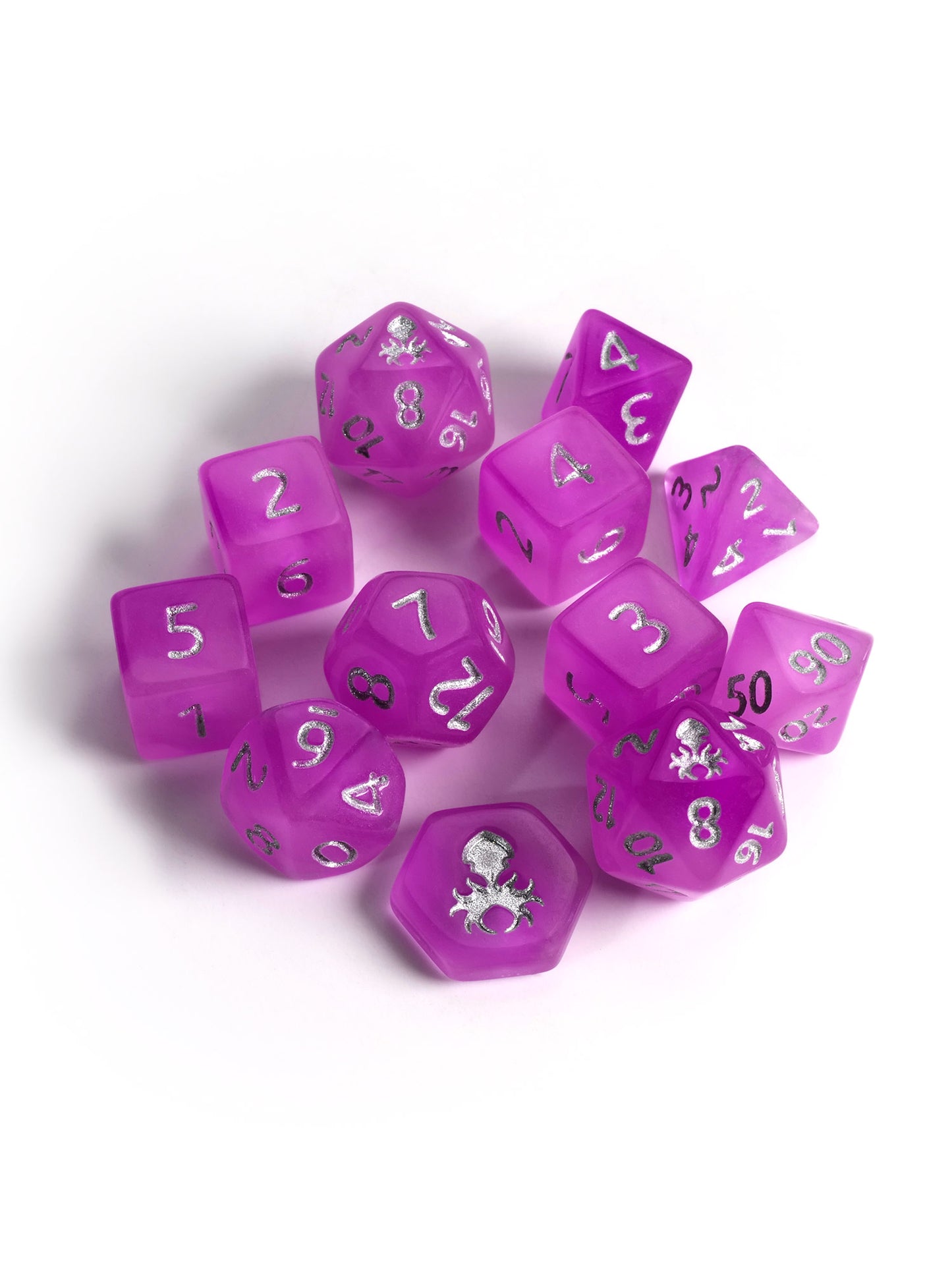 Feytfull Raspberry Glow in the Dark Mini 12pc Dice Set