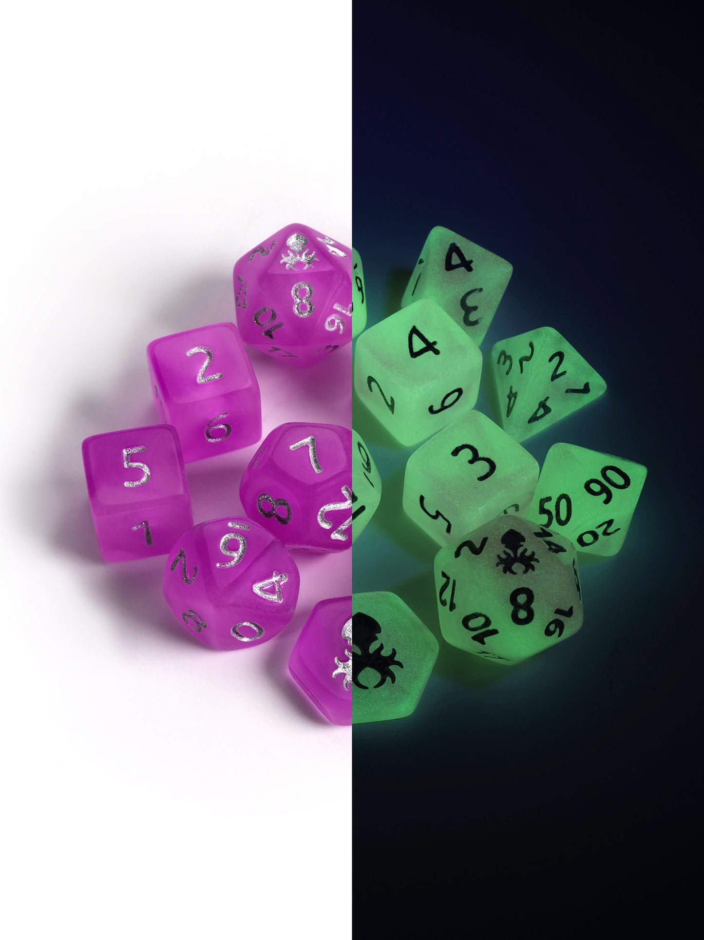 Feytfull Raspberry Glow in the Dark Mini 12pc Dice Set