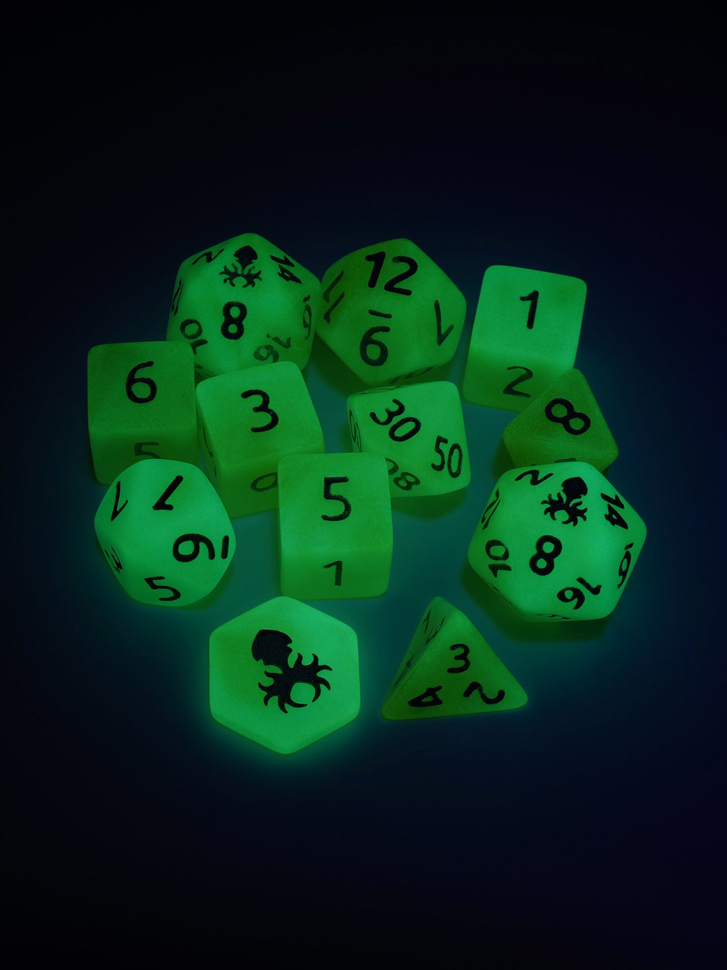 Feytfull Lemon Drop Glow in the Dark Mini 12pc Dice Set