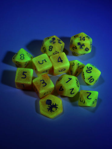 Feytfull Guava Pineapple Glow in the Dark Mini 12pc Dice Set