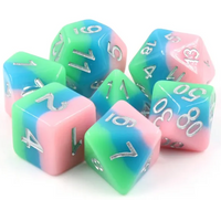 Fluttering Elf 7pc Dice Set inked in Silver