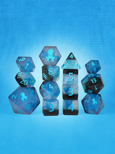 Ghostberry 14pc Dice Set inked in Blue