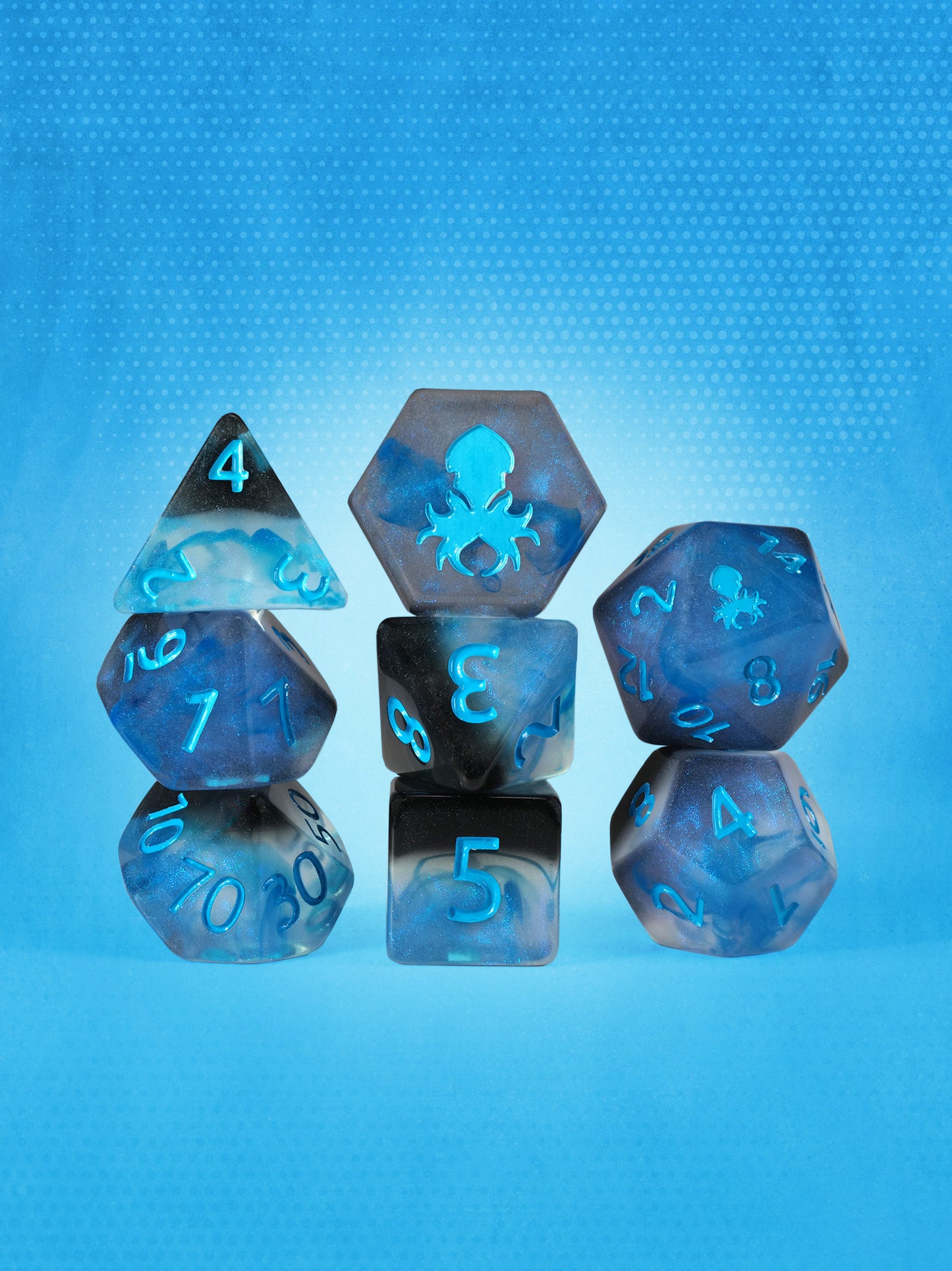 Ghostberry 8pc Dice Set inked in Blue
