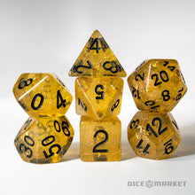 Gold Leaf with Black Ink 7pc Polyhedral Dice Set