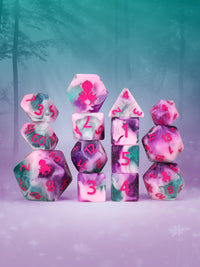 Guinevere 14pc Dice Set Inked in Pink