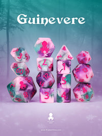 Guinevere 14pc Dice Set Inked in Pink