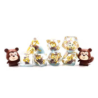 Monkey 7pc Dice Set for TTRPG inked in Gold