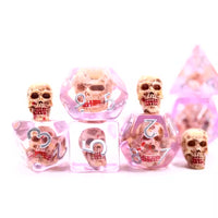 Blood Skull 7pc Dice Set for TTRPG inked in Silver