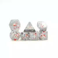 Red Koi 7pc Dice Set for TTRPG inked in White