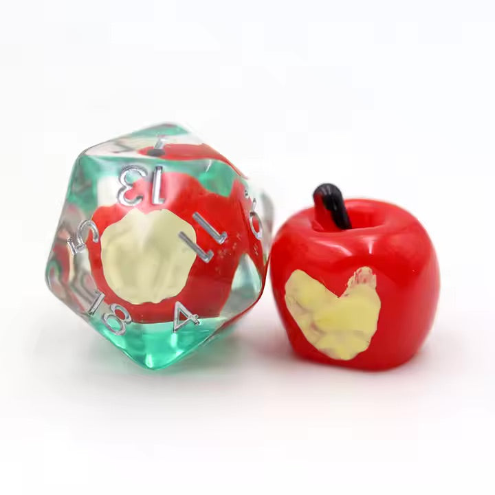 Poison Apple 7pc Dice Set for TTRPG inked in Silver