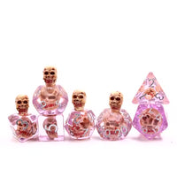 Blood Skull 7pc Dice Set for TTRPG inked in Silver