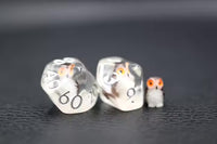 Baby Owl 7pc Dice Set for TTRPG inked in Silver