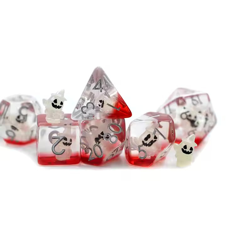 Demon King 7pc Dice Set for TTRPG inked in Black