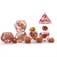 Dino Skull 7pc Dice Set for TTRPG inked in Red