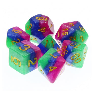 Jester's Gambit 7pc Dice Set Inked in Gold