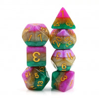 Mardi Gras 7pc Polyhedral Dice Set For RPGs