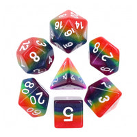 Lucky Charms Rainbow 7pc Dice Set Inked in White