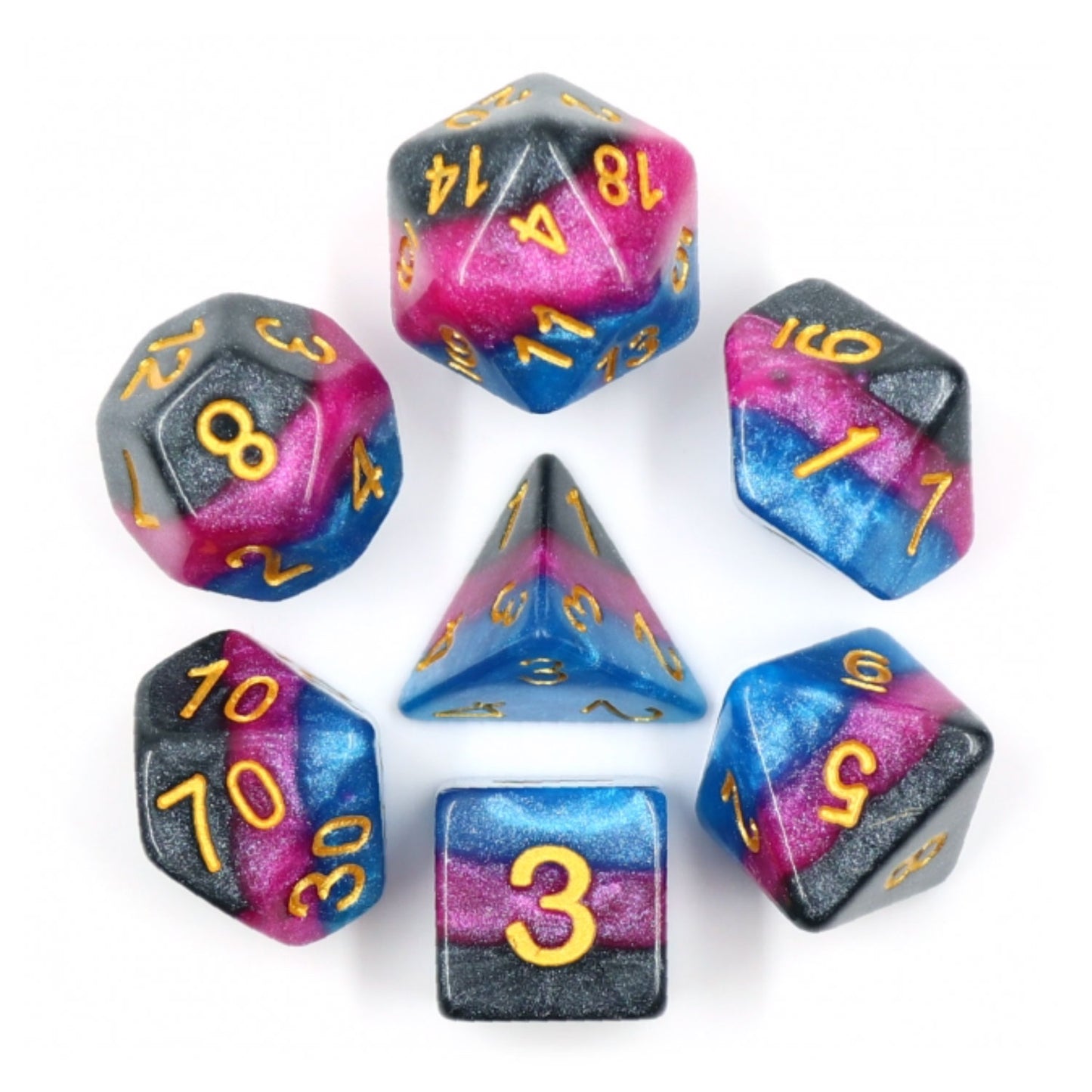 Venom 7pc Dice Set Inked in Gold