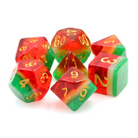 Watermelon 7pc Dice Set Inked in Gold