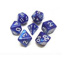 Blue Pearl 7pc Dice Set inked in White
