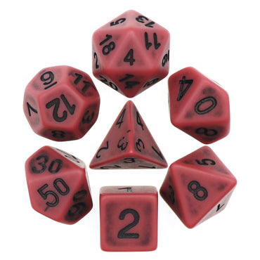 Ancient Red 7pc Dice Set Inked in Black