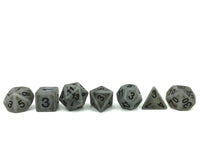 Ancient Silver 7pc Dice Set Inked in Black